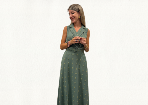 Vestido verde topos