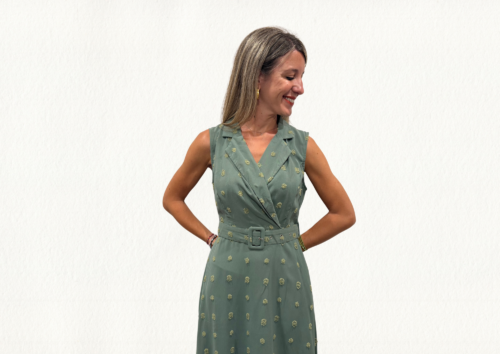Vestido verde topos