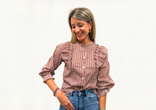 Blusa rayas burdeos y naranja