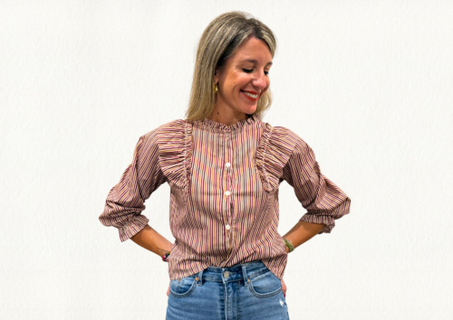 Blusa rayas burdeos y naranja