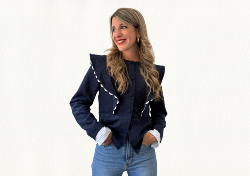 Chaqueta azul marino volantes