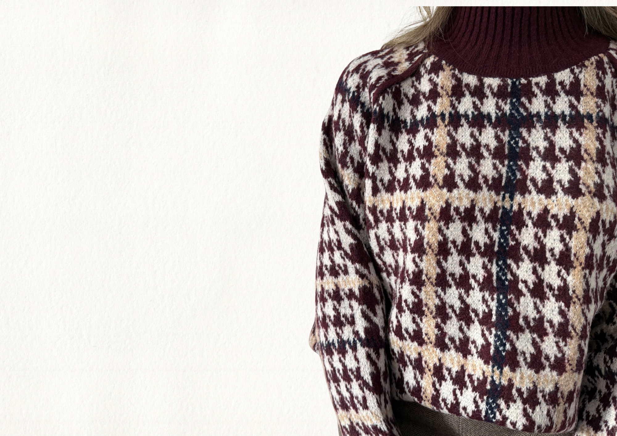 Jersey pata de gallo burdeos